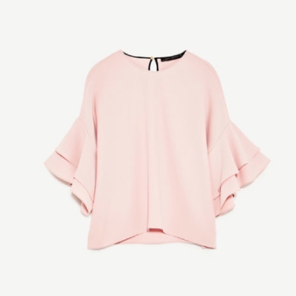 Zara Tops - ⚡️FLaSH SaLe⚡️ Zara Blush Ruffle Sleeve Top